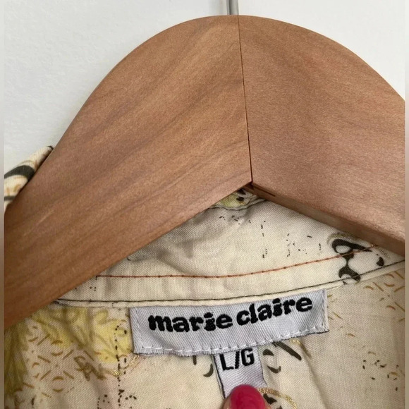 Marie Claire button down  shirt with vintage imprinted design size large - Picture 3 of 5